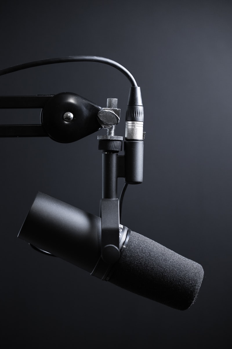 A microphone set up for podcast recording